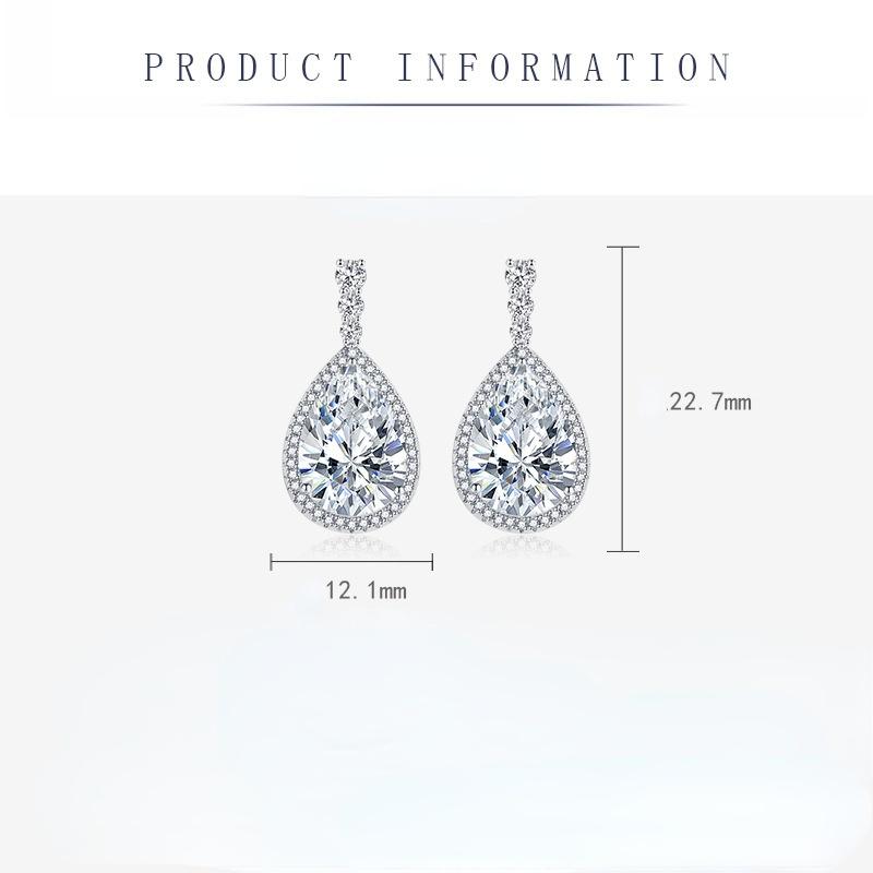 Sace Gems Copper Temperament Zircon Drop Shaped Earrings Navy Blue Inlaid Zircon Color Treasure Earrings for Women