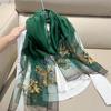 Korean Style Embroidered Silk Scarf - Versatile, Thin, Warm, Fashionable Autumn & Winter Shawl for Women and Mothers