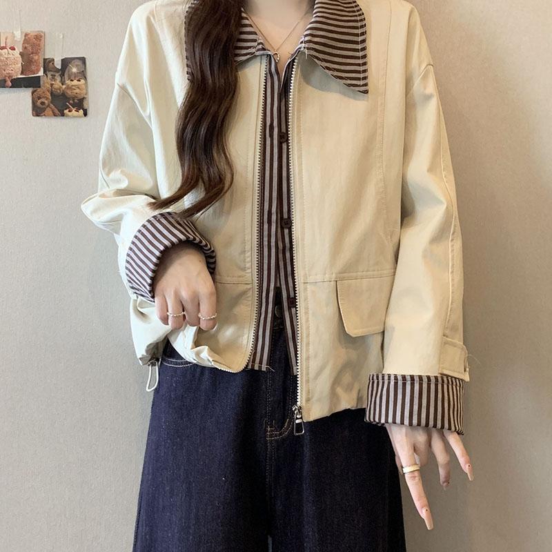 Coat for Women Cotton Autumn Winter Thickened Casual Oversize Straight-Shoulder Long-Sleeve Short Jacket