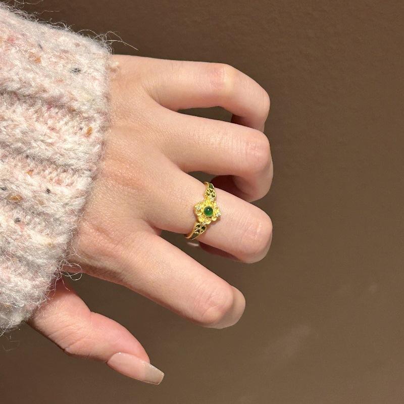 Легкие роскошные винтажные инкрустированные изумрудные кольца для женщин, креативное кольцо в дворцовом стиле, шикарный дизайн, свадебные украшения