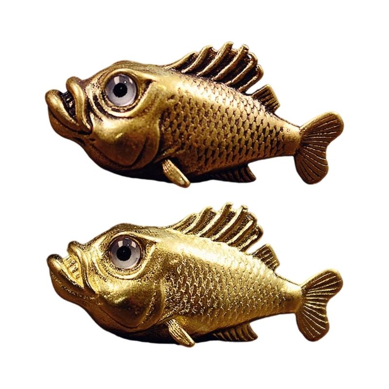 Ancient Fish Statue Handmade Copper Marine Animal Figurine Ornament For Living Room Bookshelf Decoration Sewing Project