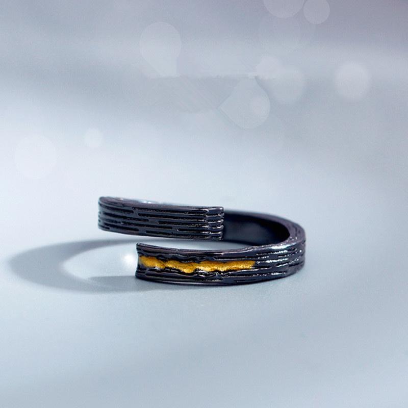 Модное ретро кольцо на указательный палец, мужские украшения, простое индивидуальное открытое кольцо, серебро 925 пробы, мужские аксессуары для вечеринок, золотой геометрический узор