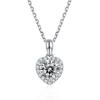 Zanlong Women's Jewelry 14401 14402 18k White Gold Plated 925 Sterling Silver Moissanite Pendant Necklace & Earring Studs Set