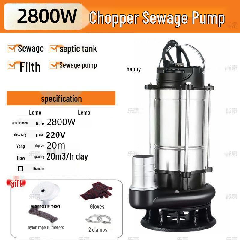 220V Household Sewage & Sludge Pump for Septic Tank and Drainage