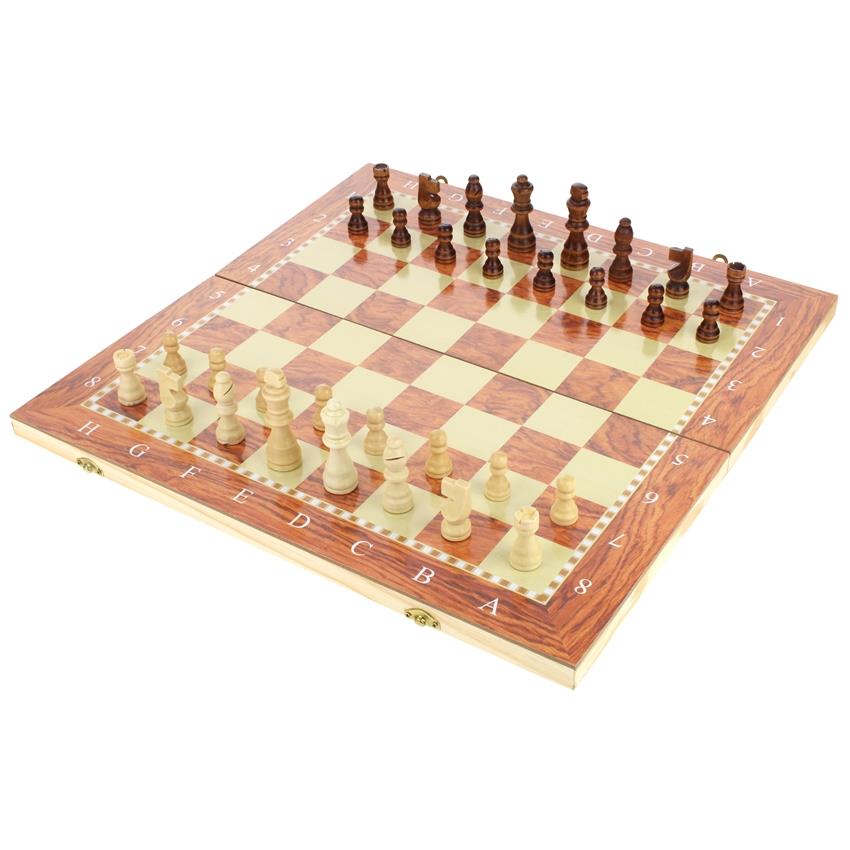 Classic Wooden Chess Board Game 3in1 Checkers Backgammon 48x48