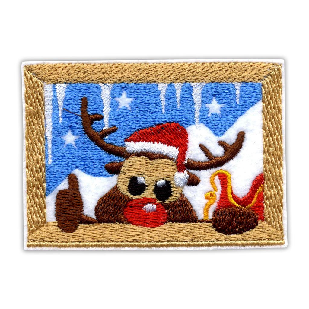 Patchion Reindeer looking through the window - Sew-on - Embroidered Patch/Badge/Emblem