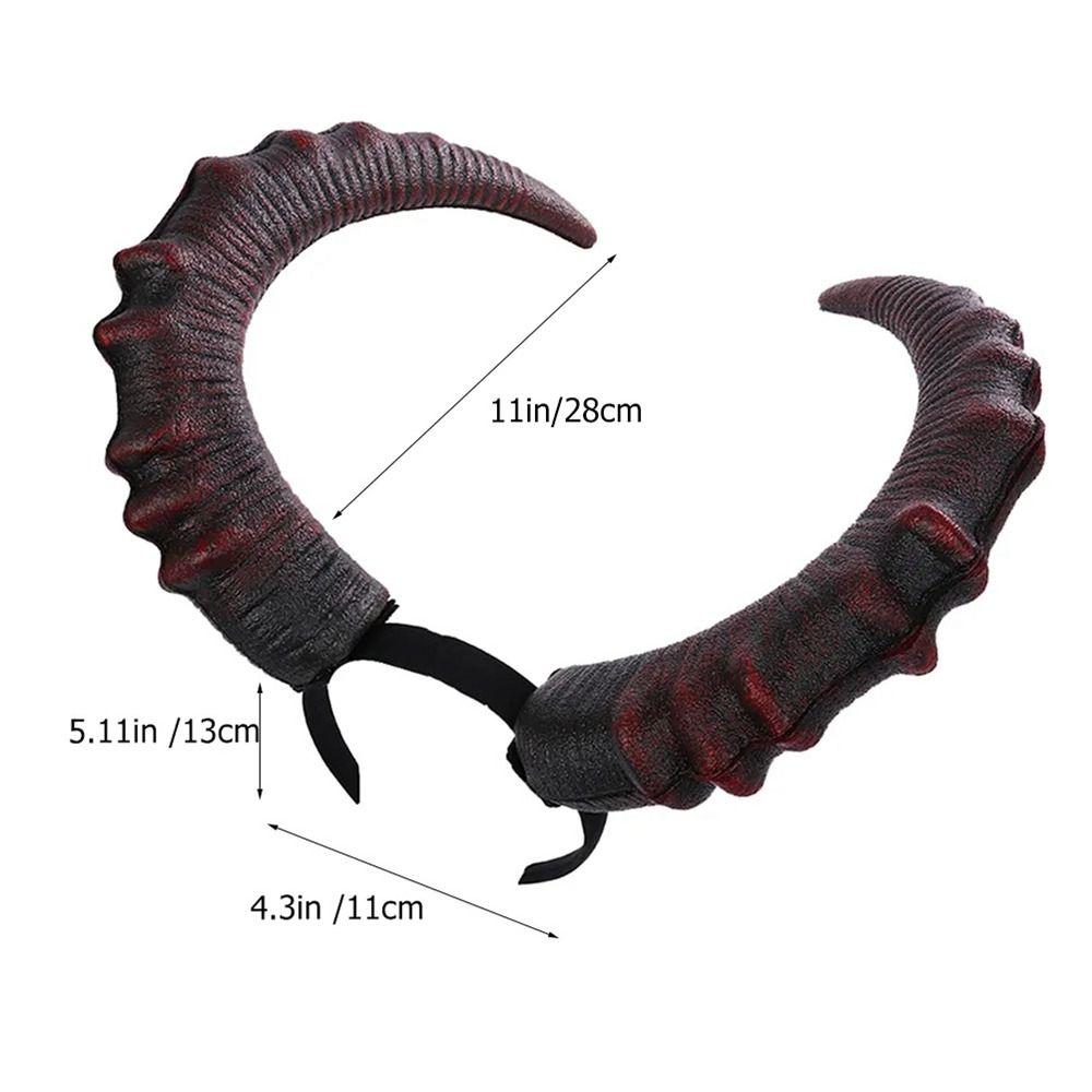 Headpiece Halloween Demon Horns Headband Pu Devil Ox Horn Hairband Novelty   Dressing Up Props