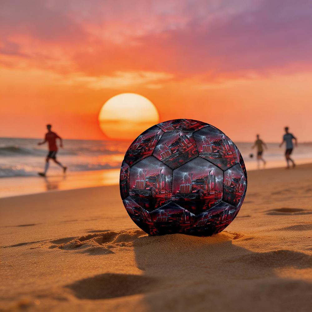 1pc Thunder Truck Ride Theme Soccer Ball Football, Size 5, Lightweight PVC, Outdoor Training Soccer Ball,Gift c65124