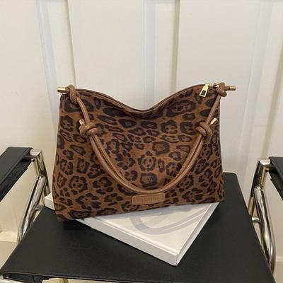 Осень-зима Новые женские сумки большой вместимости Модные сумки с леопардовым принтом Премиум-текстура Универсальные сумки для поездок на работу на плечо подмышки