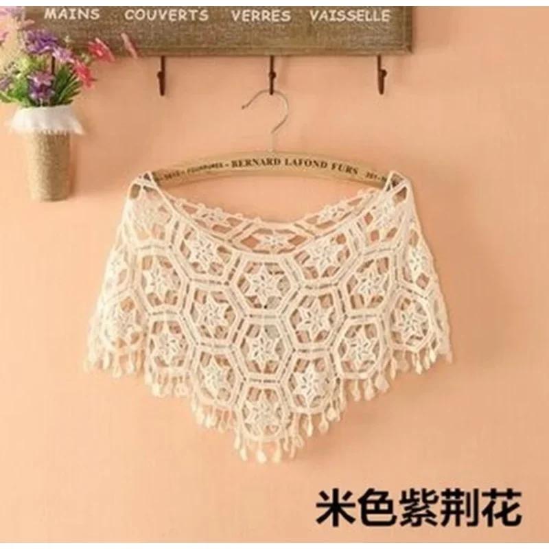 1 Pcs Out Hijab Scarf Elegant Ladies Shawl Fashion Tassel Lace Scarf Women Fashion Hollow Hook Flower Short Small Vest Cover