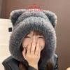 Шерстяная зимняя шапка с милыми медвежьими ушками, велосипедная шапка, модная панама для женщин
