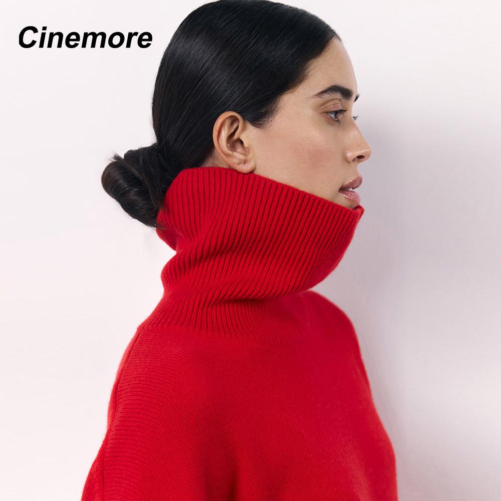 Cinemore Spring Autumn Women's Sweater Solid Oversize Casual Pullovers Warm Basic Long Sleeve Top O Neck Knitted Jumper Sweater