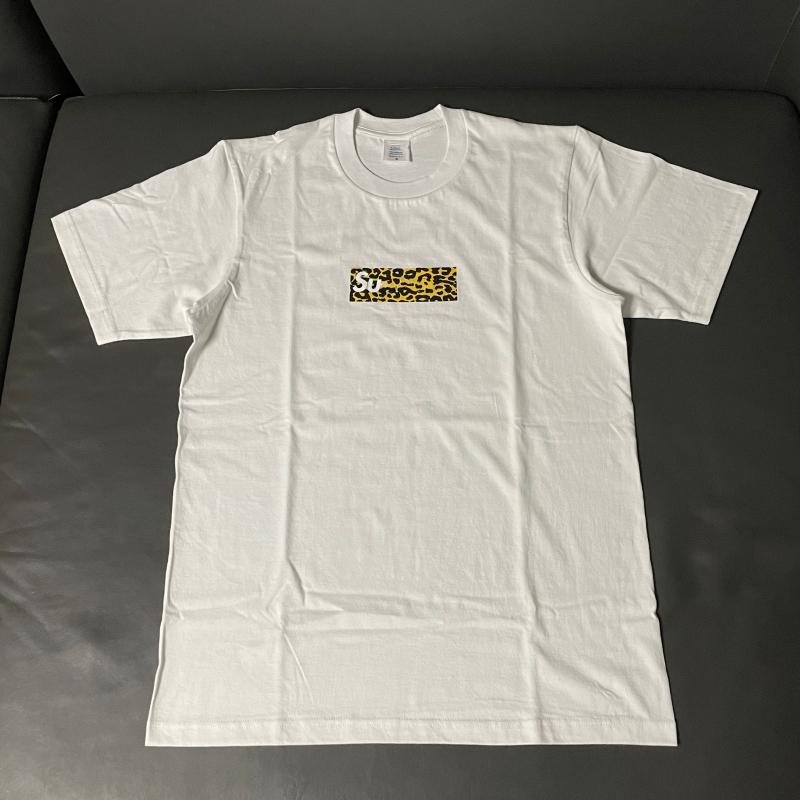 ZX Tee Stock Correct Supr Shanghai Limited Leopard Print Bogo Box Logo Tee Round Neck Pure Cotton Short Sleeve Trend High Quality