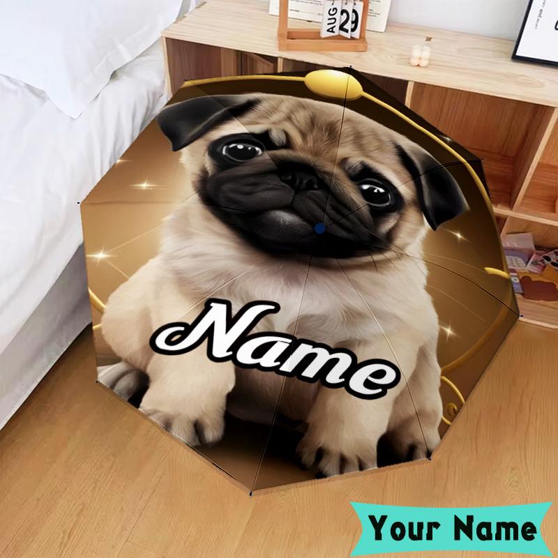 Custom Name Bulldog Comfortably Umbrella, Foldable Umbrella Suitable for Outdoor Shopping Travel Sports, Exquisite Gift for Family