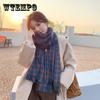Autumn And Winter Cashmere Scarves For Women Japanese Dotted Small Grid Medium Long Scarves For Warmth And Cold Resistance