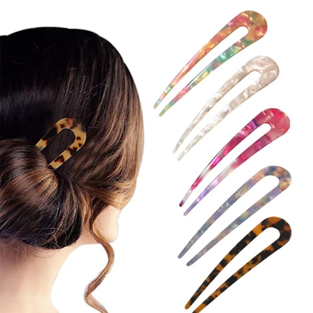Geometric Design Hair Pins Acetate Hair Bun Fashion Hair Sticks for Women Girls