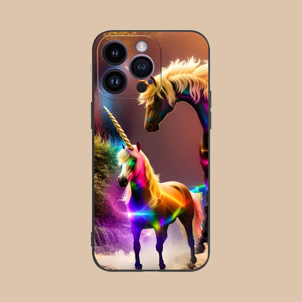 Фантазийный чехол для мобильного телефона с единорогом для iPhone 17 16 15 14 13 12 11 X XR XS 8 7 Air Pro Max Plus Mini Цветной чехол Красивый чехол