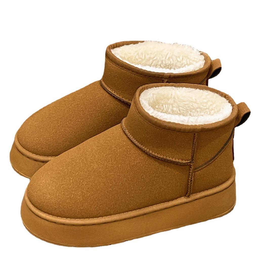 Зимние женские ботинки на толстой подошве 2025 новая бархатная утолщенная водонепроницаемая, ветрозащитная и нескользящая хлопковая обувь для женщин с Северо-Востока