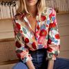 Women's Fashion Casual Summer Spring Flower Pattern Print 1/2 Sleeves V-Neck Blouses & Shirts