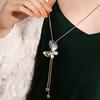 Модное ожерелье-цепочка для свитера с бабочкой, изысканное сверкающее хрустальное ожерелье, кулон на воротнике, ювелирное украшение для банкета, вечеринки, подарка на праздник
