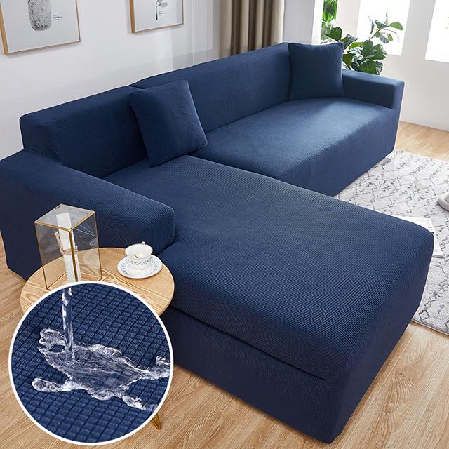 Водонепроницаемые эластичные чехлы для диванов, однотонные чехлы для диванов, L-образный угловой чехол для дивана, защитные чехлы для диванов, 1/2/3/4 сиденья