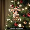 2D Acrylic Cartoon Fawn Christmas Tree Pendant Christmas Cartoon Cute Elk Hanging Decorations  New  Gifts Party Decor