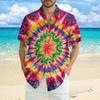 Мужская модная свободная пляжная рубашка с коротким рукавом и принтом тай-дай