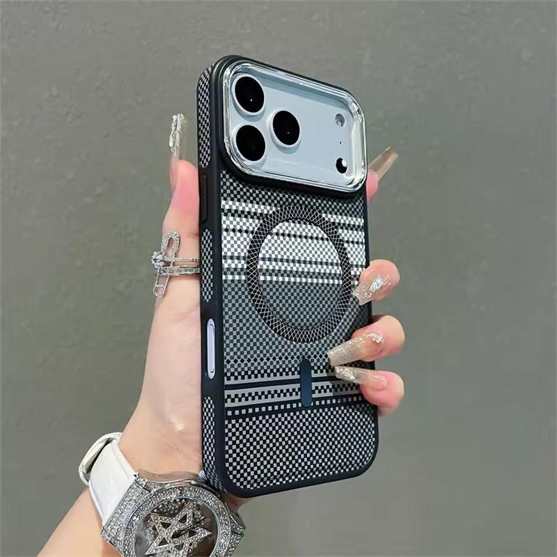 Тонкий чехол с магнитным полосатым узором для iPhone 17 Air Pro Max 16 15 14 Plus Pro Max для Magsafe Противоударный Ультратонкий Цветной чехол