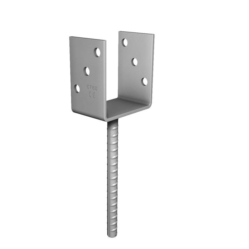 Column base, U-profile 91x200mm, thickness 4mm, hole Ø20mm, hot-dip galvanized