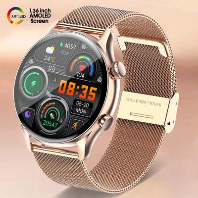 Amoled экран Nfc умные часы для женщин всегда отображают время Bluetooth вызов Ip68 водонепроницаемые умные часы для Huawei Xiaomi