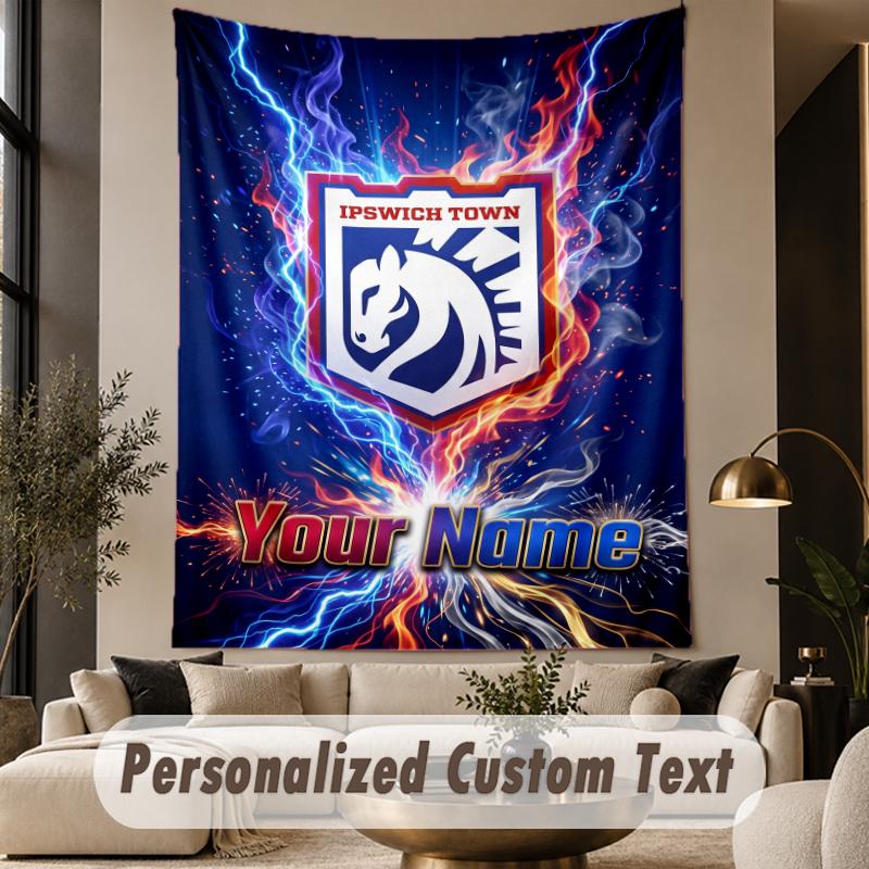 Custom Text Tapestry Ipswich Town Print Wall Tapestry Indoor Living Room Wall Decor