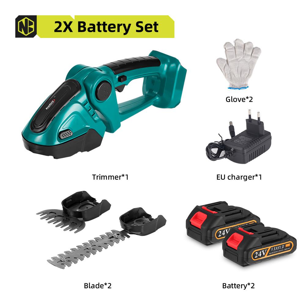 Newbeny Электрический триммер для живой изгороди 2 в 1, беспроводная эффективная бытовая секаторная пила, перезаряжаемые электроинструменты для батареи Makita 18 В