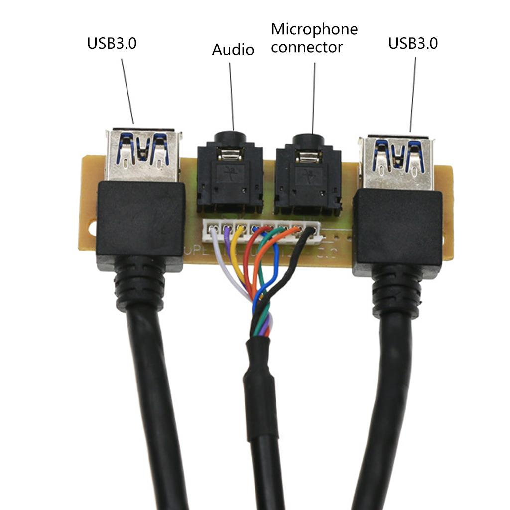 Передняя панель USB3.0+ USB3.0+Порт аудиоразъема высокой четкости Плата вводов/выводов + Внутренний проводной аудиовидеокабель для компьютера для