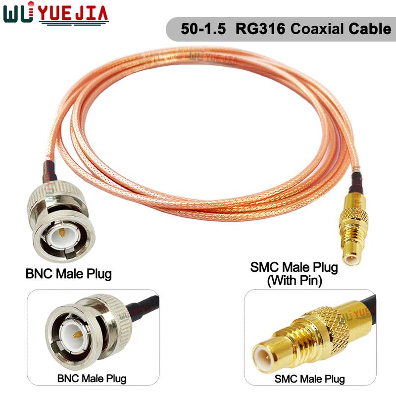 Q9 BNC Female to SMC Male Plug Connector RG-316 50-1.5 Low-Loss Highly Flexible RF Coax Cables For GPS LTE Network Radio Modems