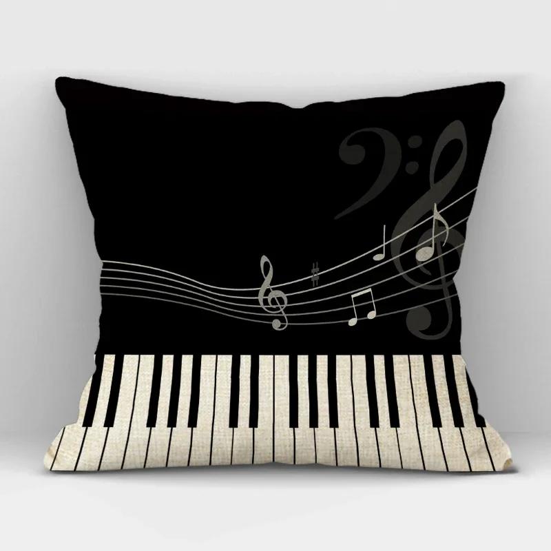 1Pcs/Set Music Series Printed High Qulity Linen Decorative Pillow Case Black White Cushion Cover Car Seat Sofa Decor 45X45Cm