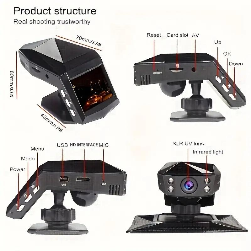 1080P Full HD Car DVR Dash Cam 1080P Video Recorder Center Console 170 Angle Night Vision Car Recorders Cycle Recording Dash Camera Video