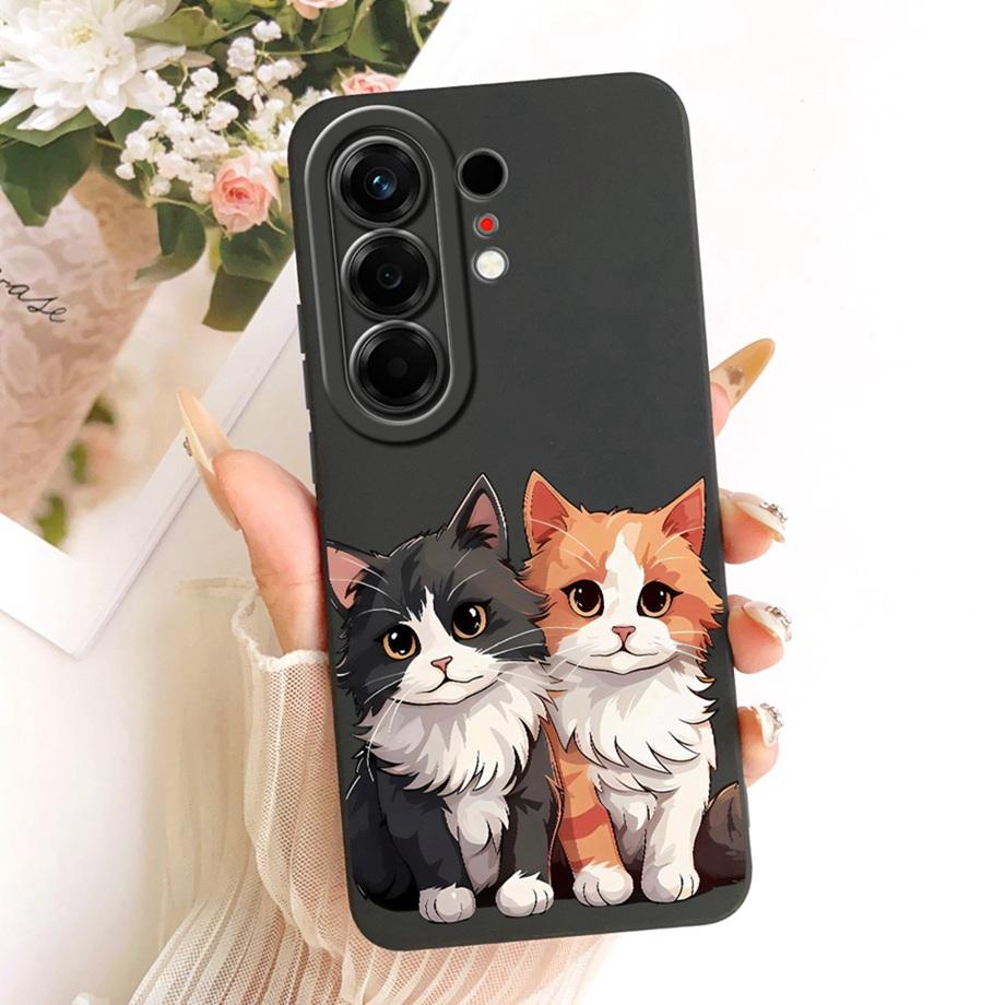 Soft Silicone Phone Case For Tecno Camon 50 Pro 4G Black Cat Cartoon Dragon Animals Pattern Bumper For Camon 50Pro CN5c Cover