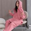 Пижама из полуфлиса женская зимняя флисовая утолщенная с повышенным чувством стиля можно носить на улице коралловый флис с капюшоном большого размера комплект домашней одежды