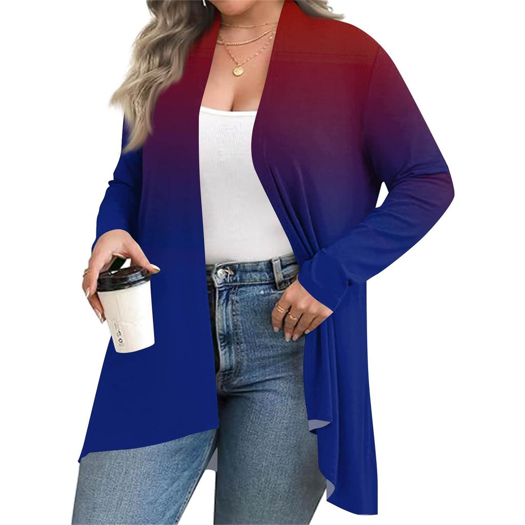 Женский осенне-зимний модный повседневный кардиган средней длины с принтом и длинным рукавом