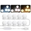 Vanity LEDs Mirror Lights Kit with 10 Bulbs Adjustable 10 Brightness & 3 Lighting Modes USB Mirror String Light for
