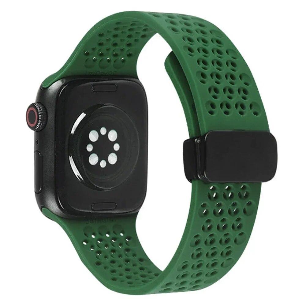 Magnetic Sports Silicone Strap for Apple Watch 49mm 45mm 44mm 41mm 40mm 42mm 38mm Rubber Band for IWatch Series 9 8 7 6 5 4 Se Ultra 2