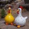 Милая Полированная Смоляная Фигурка Петуха с Большими Глазами, Статуэтка Курицы, Декор для Сада (В помещении и на улице), Креативное Украшение, Подарки на Фестиваль