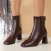 Женская обувь, горячая распродажа, женские ботильоны, элегантные современные ботинки, женские, сшитые, с квадратным носком, с застежкой-молнией сзади, на высоком каблуке, женские