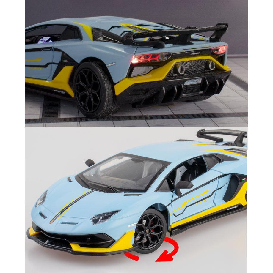1:24-масштабная миниатюрная модель суперкара Aventador SVJ63 из сплава, откидной автомобиль со звуком и светом для детей и взрослых, коллекция подарков
