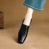 Мода 2025 НОВЫЕ Осенние Женские Лоферы Натуральная Кожа Женская Обувь Квадратный Носок Массивный Каблук Обувь Женские Балетки Мягкая Женская Обувь