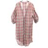 KAPITAL Made In Japan Linen Check Pattern Short Sleeve Long Shirt 1 Gray Women Used