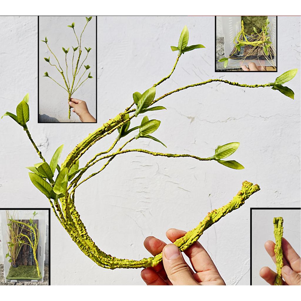 Рептилии Растение Скрыть Виноградная Ветка Листья Террариум Джунгли Среда обитания для Ящериц Гекконов Змея Декоративное Ложное Растение
