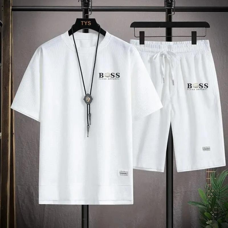 Men's T-shirt Sets Fashion Casual Tee Beach Shorts  Suit for Men Summer Harajuku Male Streetwear Sports and Leisure Tops Clothes