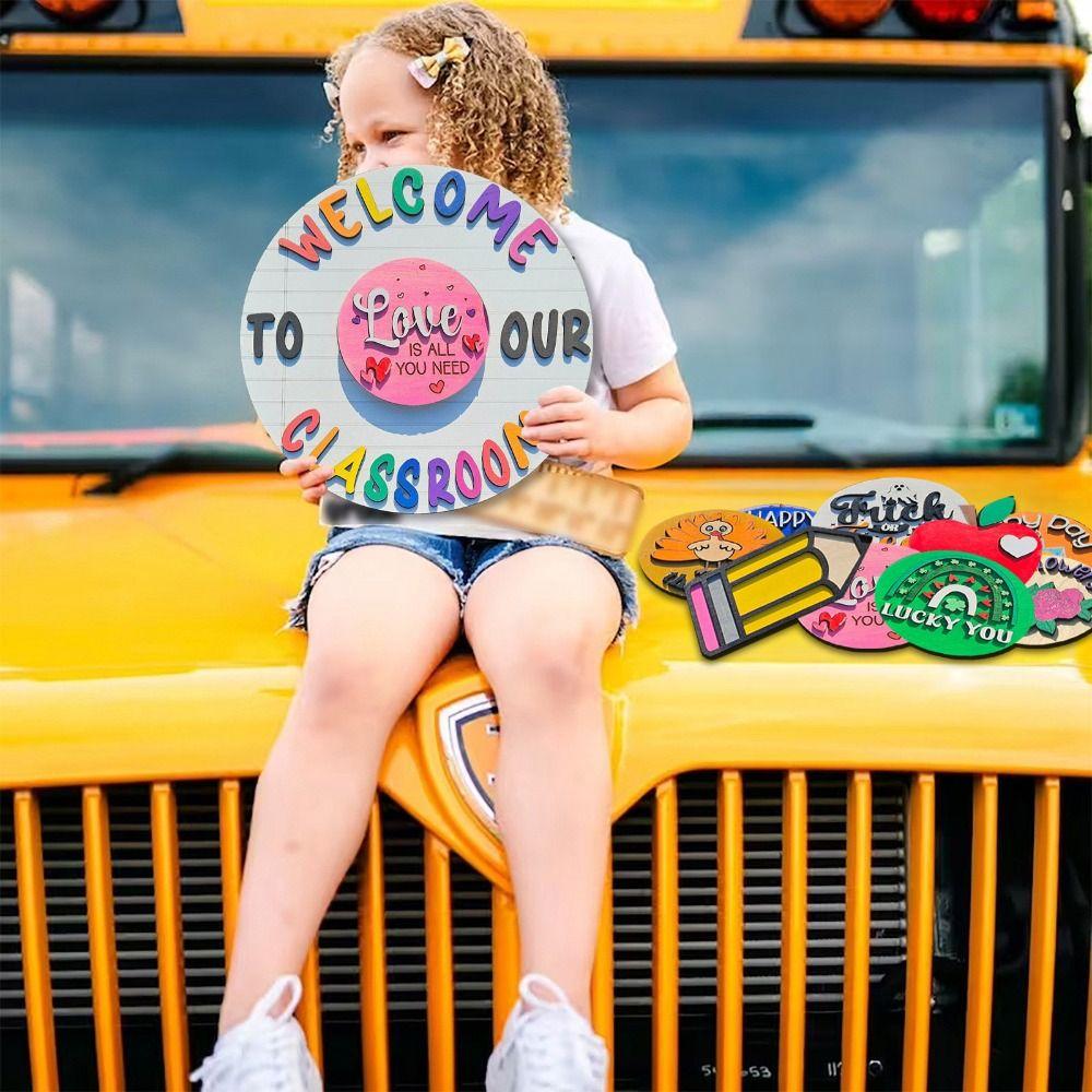 Cartoon Welcome To Our Classroom Sign Wooden Door Hanging Ornament Welcome Door Signs  Classroom