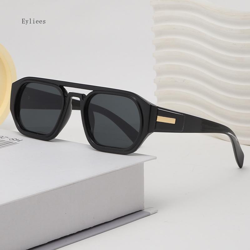 Новые ретро квадратные солнцезащитные очки с двойной переносицей для женщин и мужчин, модные, с цветной оправой, солнцезащитные очки, шасы, UV400, очки, оптом